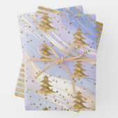 Paarse witgouden kerstboom glitz inpakpapier vel (In situ)