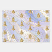 Paarse witgouden kerstboom glitz inpakpapier vel (Voorkant)