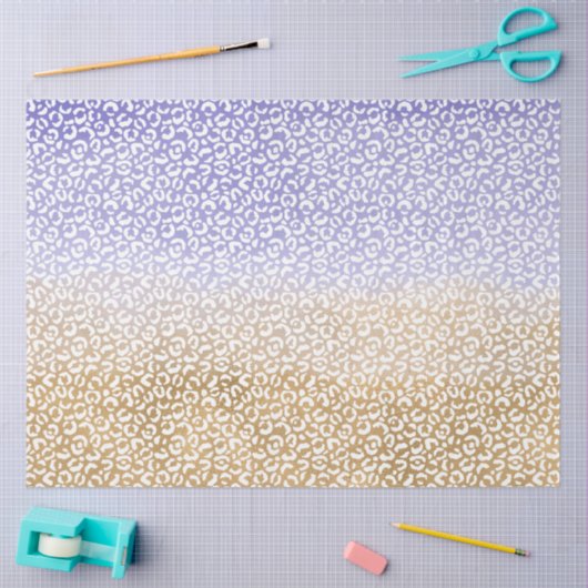 Paarse witgouden ombre luipaard print tissuepapier (Craft)