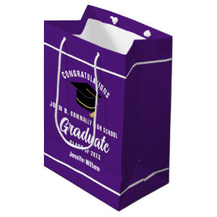 Paarse Witte Afstudeer Aangepaste 2026 Afstudeerfe Medium Cadeauzakje