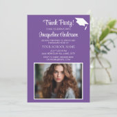 Paarse witte afstudeerdop Trunk Party Foto Kaart (Staand voorkant)