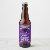 Paarse Witte Afstudeerfeest Op Maat Bier Etiket (Voorkant)