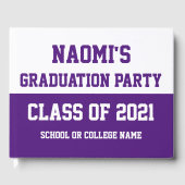 Paarse & Witte Afstudeerfeestklasse van 2024 Gastenboek (Voorkant)