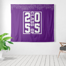 Paarse Witte Afstudeerklas Sportief Lettertype Wandkleed