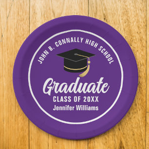 Paarse Witte Afstuderen Custom 2025 Graduation Par Papieren Bordje