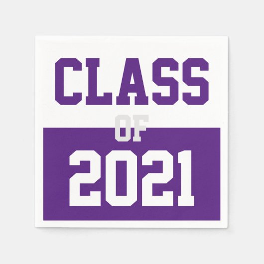 Paarse & Witte Afstuderen Klasse van 2024 Servet (Voorkant)