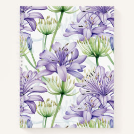 Paarse & witte Agapanthus Floral Spiral Notitieboe Notitieboek