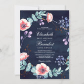 Paarse witte anemie Eucalyptus Navy Blue Weddensch Kaart (Voorkant)