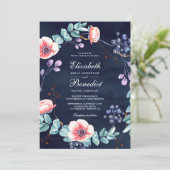 Paarse witte anemie Eucalyptus Navy Blue Weddensch Kaart (Staand voorkant)