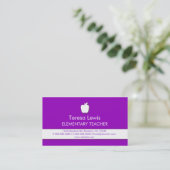 Paarse witte appel Symbool Docent visitekaartjes (Staand voorkant)