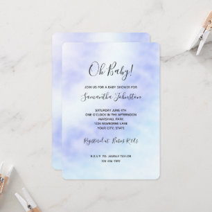 Paarse Witte Aqua Blauwe Tie dye Baby Shower Kaart
