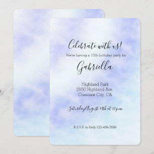 Paarse Witte Aqua Blauwe Tie dye Uitnodiging