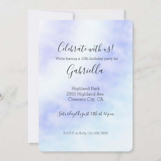 Paarse witte Aqua Blue Stropdas    kleurstofUitnod Kaart (Voorkant)