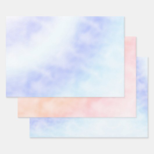 Paarse witte Aqua Blue Tie-kleurstof Inpakpapier Vel (Set)