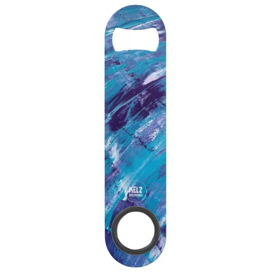 Paarse witte Aqua roestvrijstalen flesopener Speed Flessenopener (Achterkant)