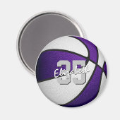 paarse witte basketbal team kleuren gepersonalisee magneet (Voorkant / Achterkant)