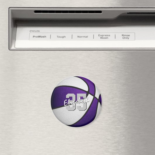 paarse witte basketbal team kleuren gepersonalisee magneet (Insitu (Vaatwasser))