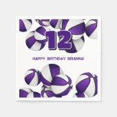 paarse witte basketballen jongens meisjes sportfee servet (Voorkant)