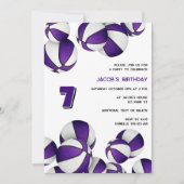 paarse witte basketballen kinder sportverjaardag kaart (Voorkant)