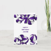 paarse witte basketballen kinderverjaardag kaart (Voorkant)