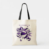 paarse witte basketballen sterren meisjes naam tote bag (Achterkant)