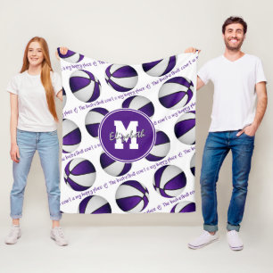 paarse witte basketbalrechtbank is mijn gelukkige  fleece deken