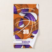 paarse witte basketbalteam kleuren atleet naam handdoek (Handdoek)
