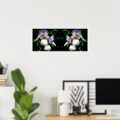 Paarse Witte Bearded Iris Flower Mirror Abstract Poster (Thuiskantoor)