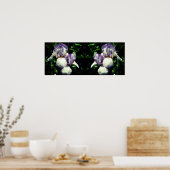 Paarse Witte Bearded Iris Flower Mirror Abstract Poster (Keuken)