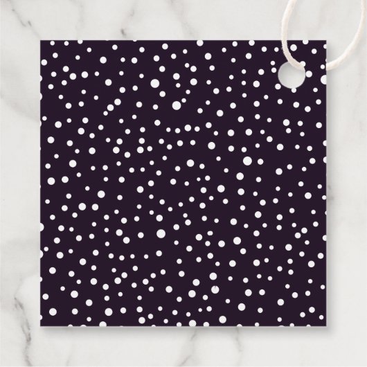 Paarse, witte bergen en polka-stippen bruiloft bedankjes labels (Achterkant)