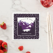 Paarse, witte bergen en polka-stippen bruiloft servet (Insitu)