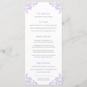 Paarse witte blad tekening monogram bruiloft menu (Achterkant)