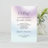 Paarse Witte Blauwe Tie Dye Baby Borrel Kaart (Staand voorkant)