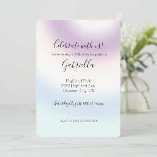 Paarse Witte Blauwe Tie dye Uitnodiging (Staand voorkant)