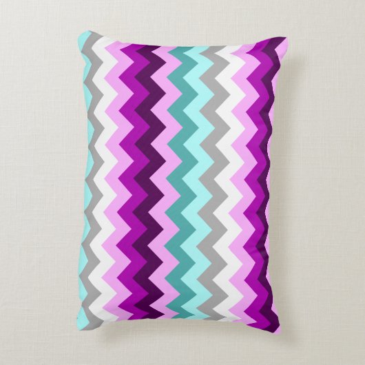 Paarse witte Blauwgroen Chevrons accentkussen Accent Kussen (Achterkant (Verticaal))