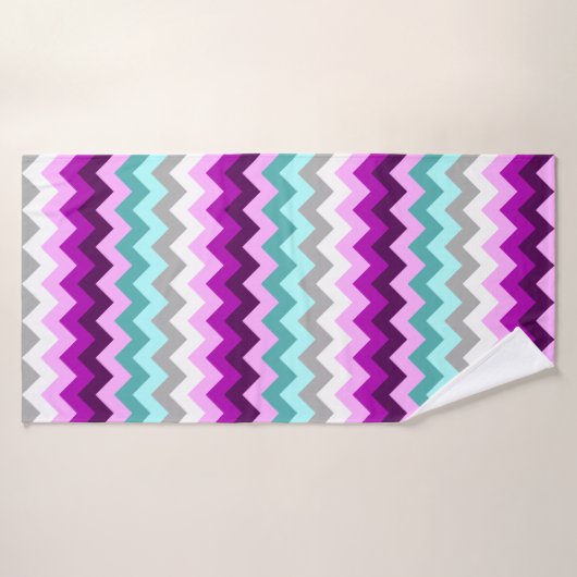 Paarse witte Blauwgroen Chevrons badhanddoek (Badhanddoek)
