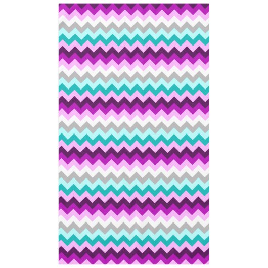 Paarse witte Blauwgroen Chevrons groot tafelkleed (Voorkant)