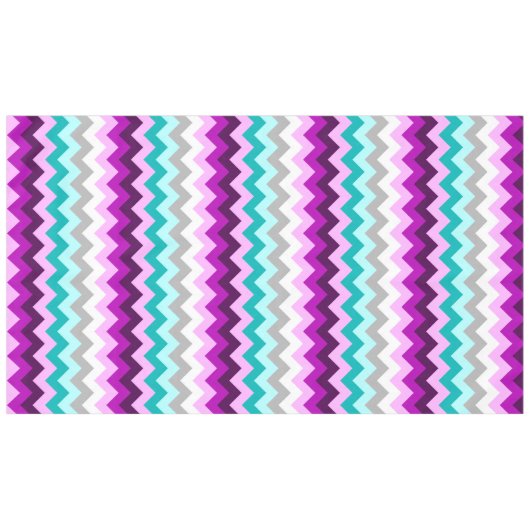 Paarse witte Blauwgroen Chevrons groot tafelkleed (Voorkant (Horizontaal))