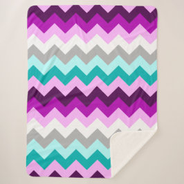 Paarse Witte Blauwgroen Chevrons Grote Sherpa Deke Sherpa Deken