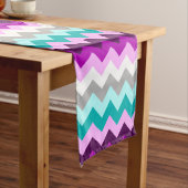 Paarse Witte Blauwgroen Chevrons Grote Tafelloper (Voorbeeld)