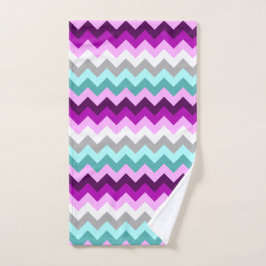 Paarse witte Blauwgroen Chevrons handdoek