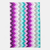 Paarse witte Blauwgroen Chevrons keukenhanddoek (Verticaal)