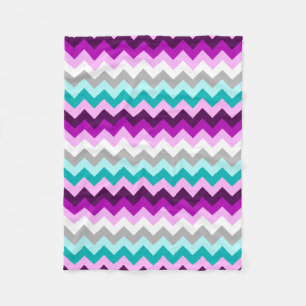 Paarse witte Blauwgroen Chevrons kleine fleece dek Deken