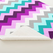Paarse Witte Blauwgroen Chevrons Kleine Sherpa Dek Sherpa Deken (3/4)