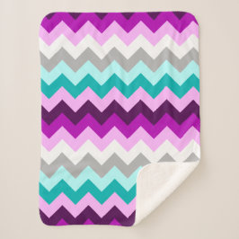 Paarse Witte Blauwgroen Chevrons Kleine Sherpa Dek Sherpa Deken