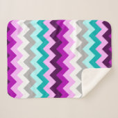 Paarse Witte Blauwgroen Chevrons Kleine Sherpa Dek Sherpa Deken (Voorkant (horizontaal))
