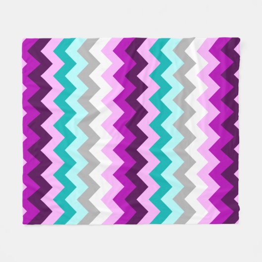 Paarse Witte Blauwgroen Chevrons Medium Fleece Dek (Voorkant (Horizontaal))