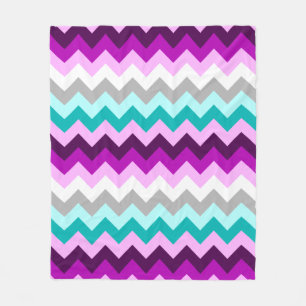 Paarse Witte Blauwgroen Chevrons Medium Fleece Dek Deken