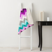 Paarse Witte Blauwgroen Chevrons Medium Sherpa Dek Sherpa Deken (In situ)