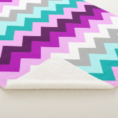 Paarse Witte Blauwgroen Chevrons Medium Sherpa Dek Sherpa Deken (3/4)